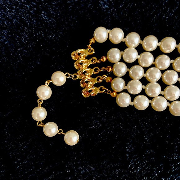 Vintage 5-strand adjustable choker pearl necklace - Picture 3 of 4